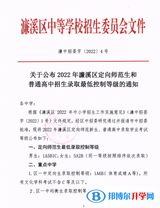 2022年九江中考濂溪區高中錄取分數線(2023參考)